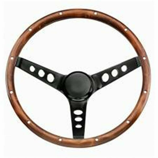 Newalthlete 313 13.5 in. Dia. 3-Spoke 3.75 in. Dish Classic Series Steering Wheel, Wood Grip NE2620701